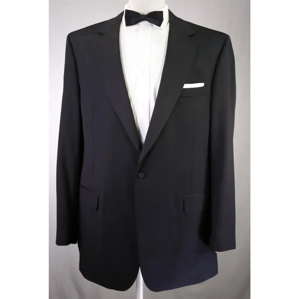 Jos A Bank Signature Black 1-Btn Notch Lapel Tuxedo Blazer Jacket 43L 42L